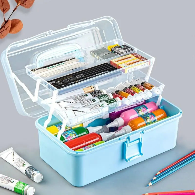 Three-layer Transparent Plastic Craft Storage Box