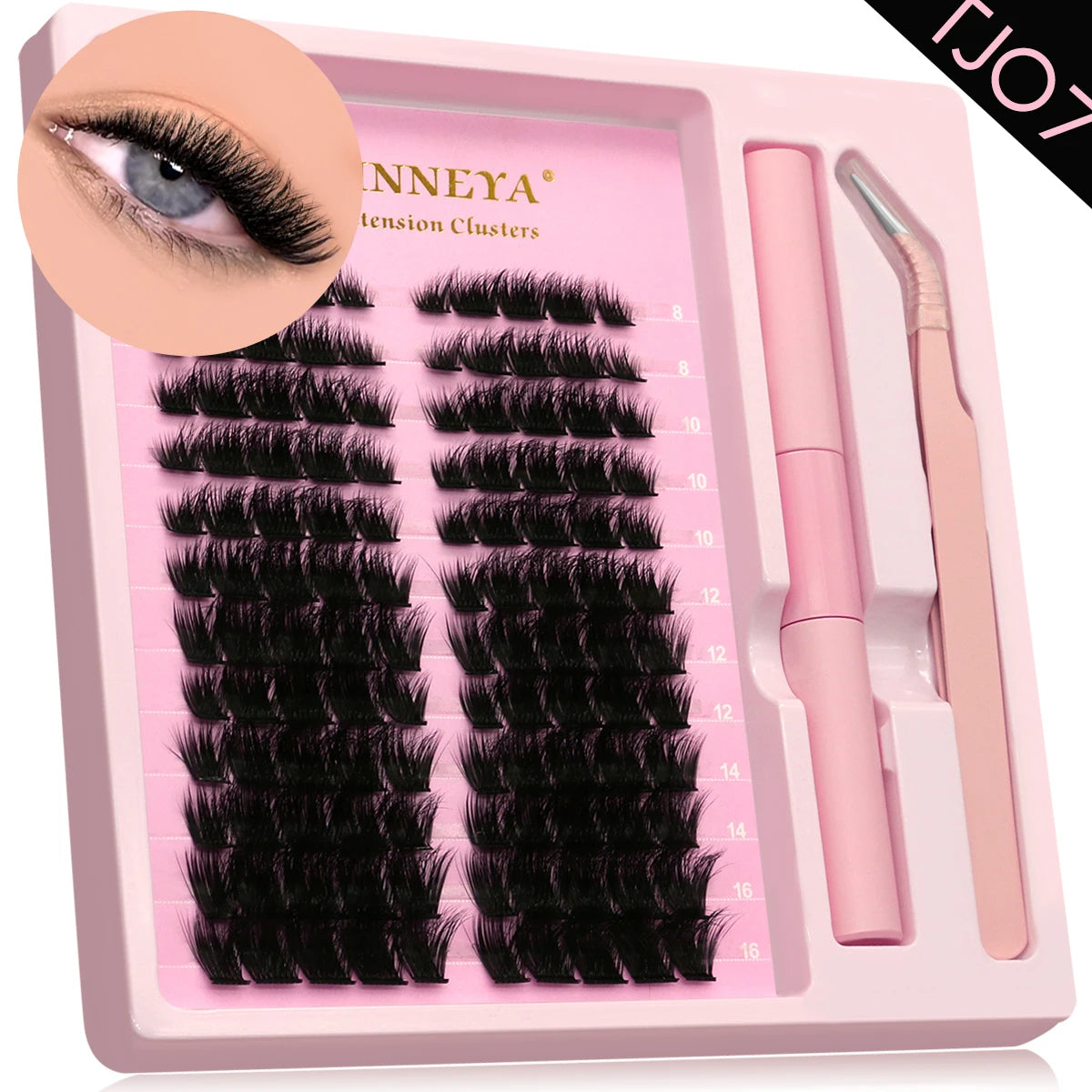 GROINNEYA Lash Clusters Kit With Waterproof Strong Hold DIY Lash Extension