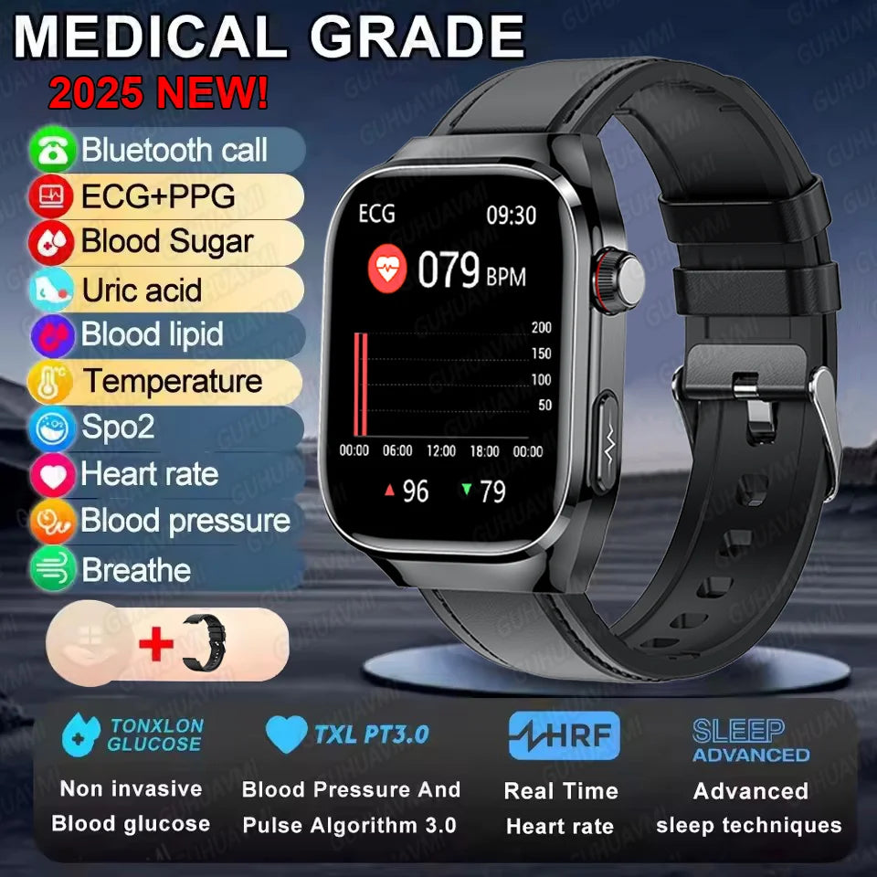 2025 New Blood Glucose ECG Medical Grade Smart Watches