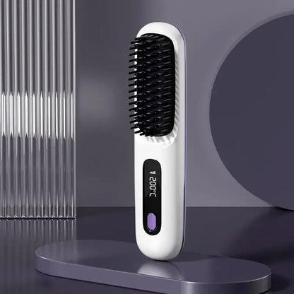 Electric LCD Usb Ceramic Heating Straight Hair Comb Wireless