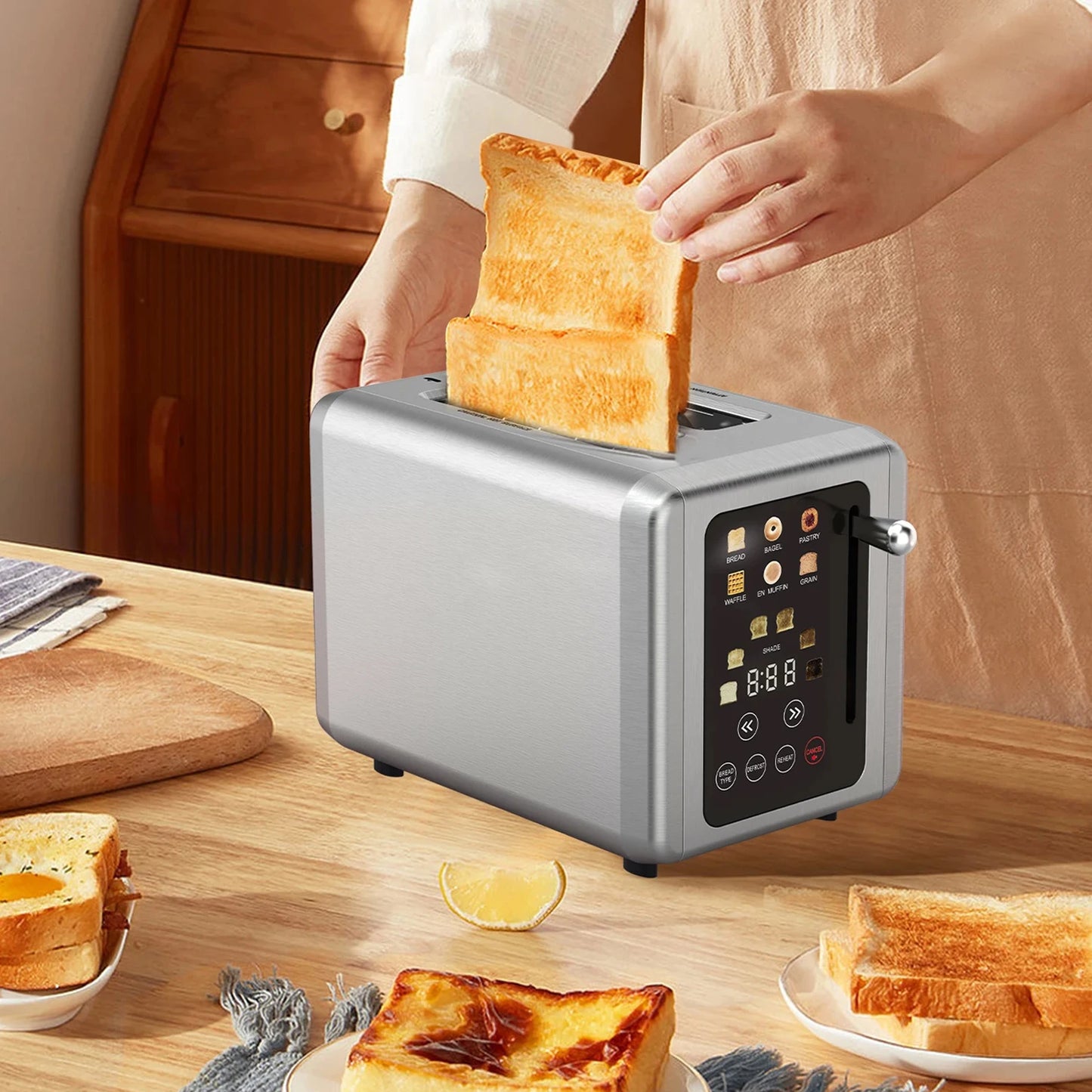 GOOVI EU Stainless Steel Two Slice Toaster Touch Screen