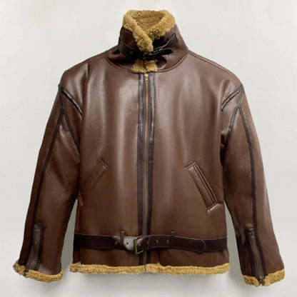 New Vintage Leather Jacket Men's Casual Zip Up