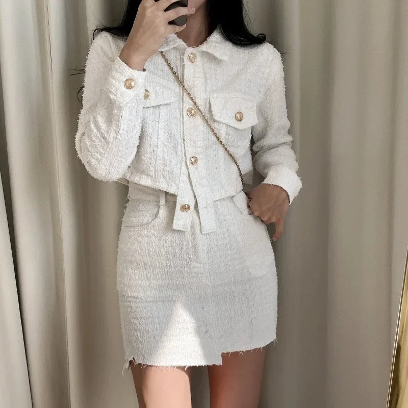 Elegant Tweed Suit Women's Spring Fashion Short Jacket