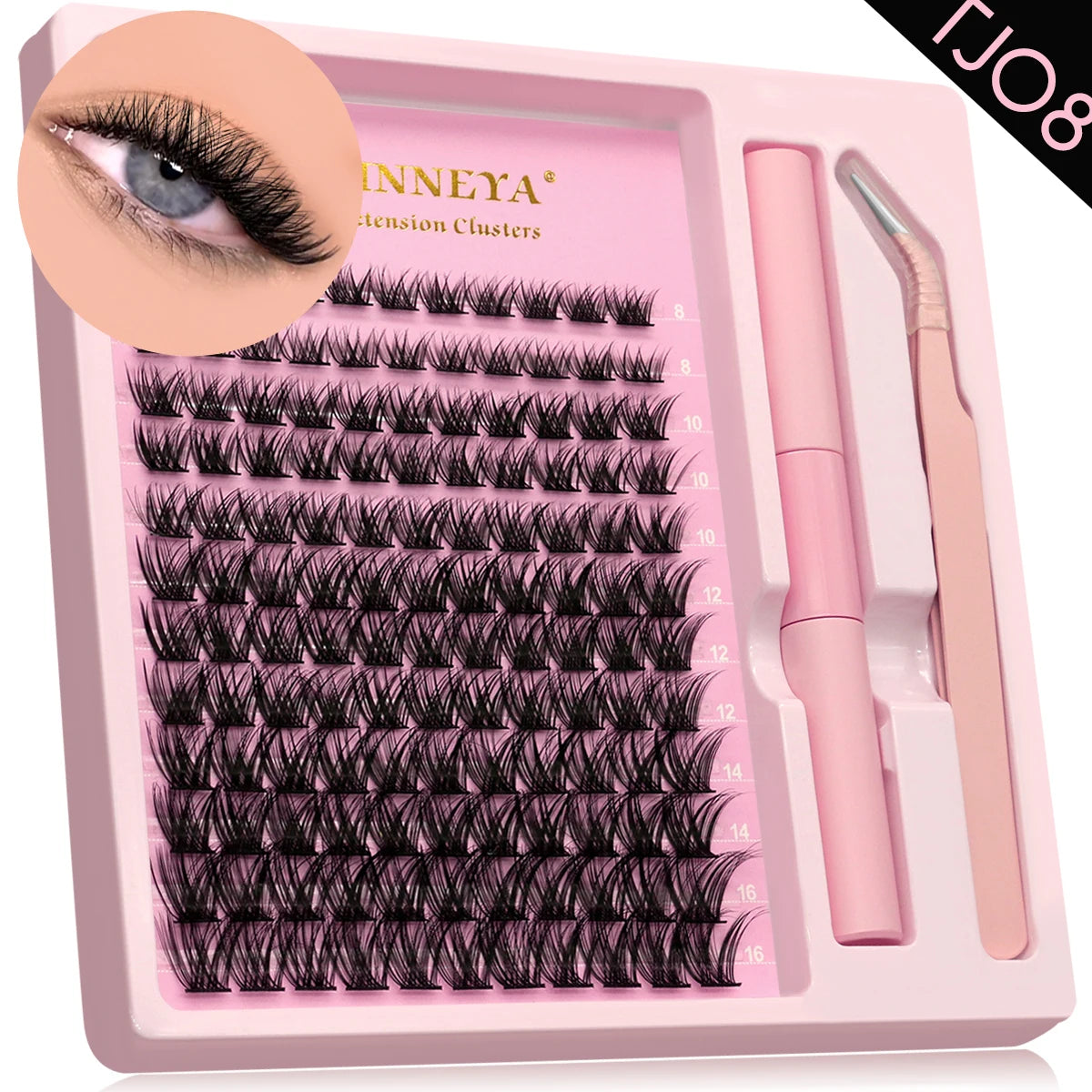 GROINNEYA Lash Clusters Kit With Waterproof Strong Hold DIY Lash Extension