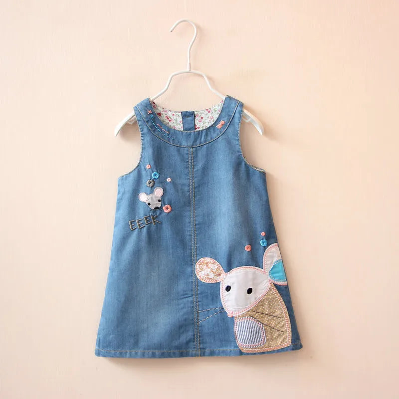 Cartoon Mouse Embroidery Little Girls Summer