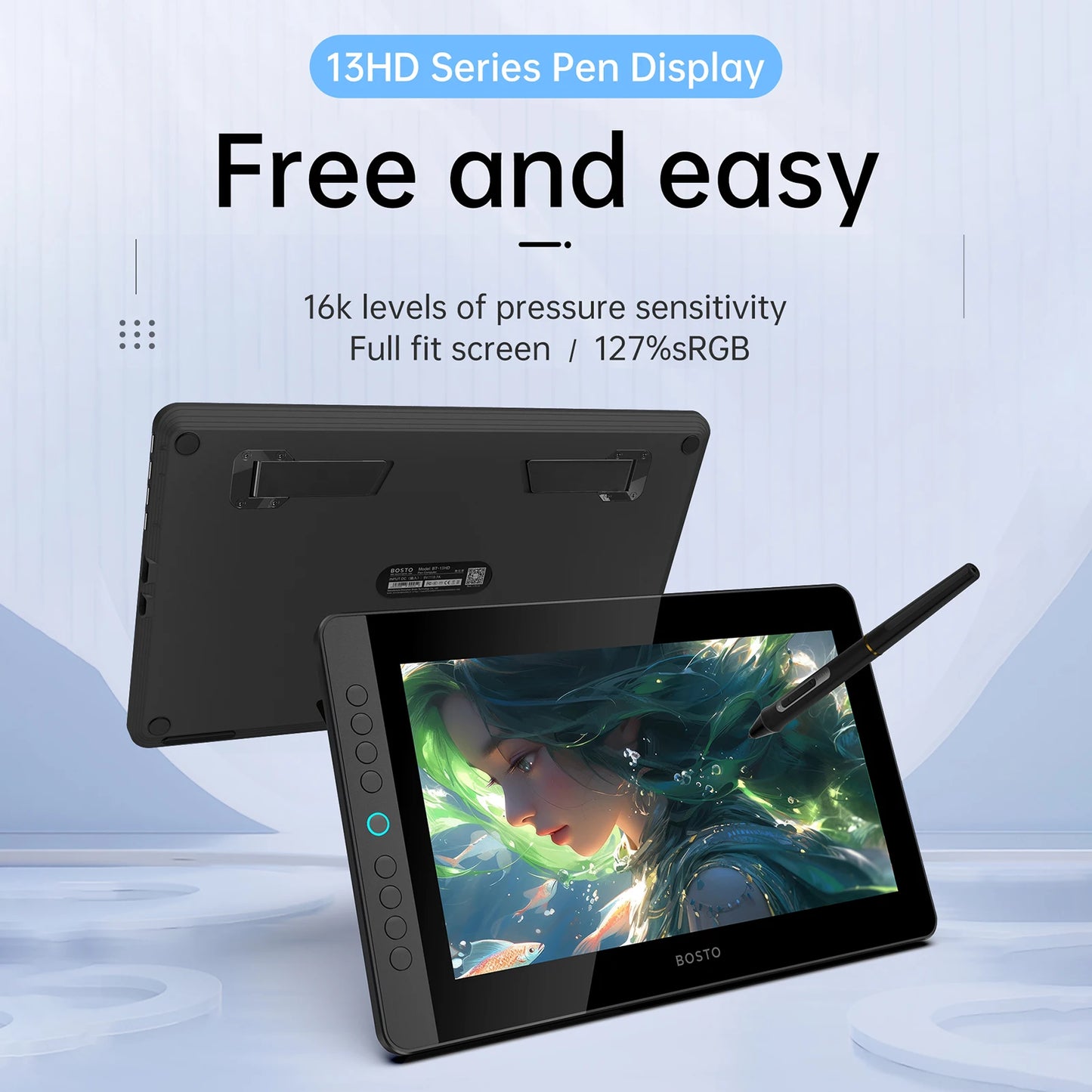 BOSTO BT-13HDK Portable Graphics Drawing Tablet 13.3