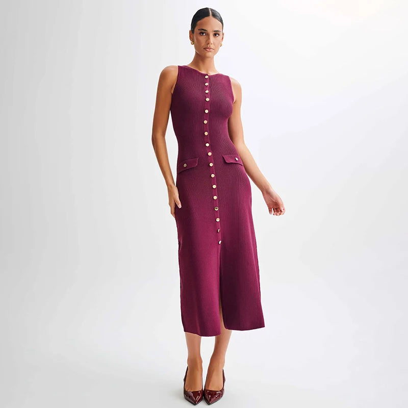 TARUXY Elegant Sleeveless Single-Breasted Ribbed Knitwear