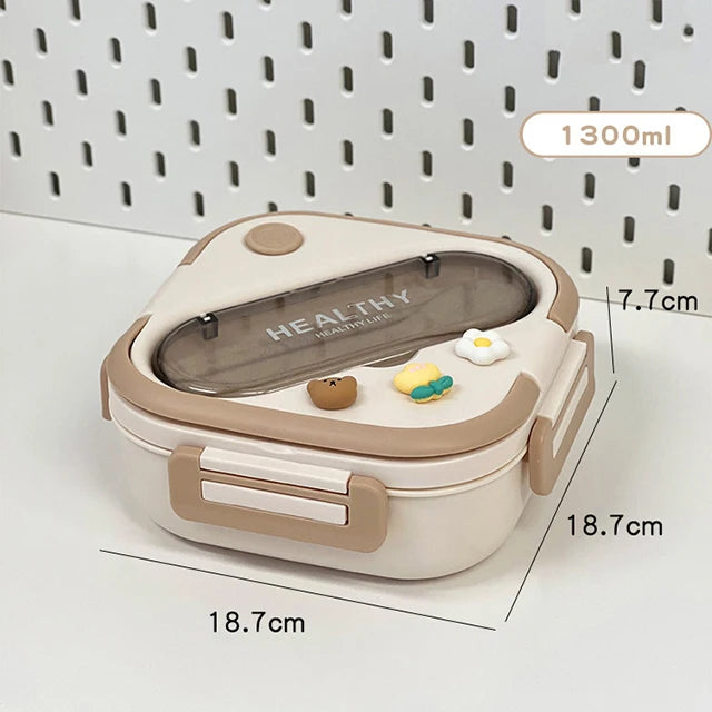 Simple Cute Portable Lunch Box With Compartment For Kids