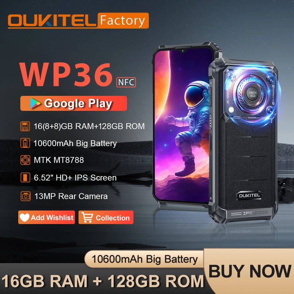 Oukitel WP36 Rugged 16GB 128GB 10600mAh 6.52" HD+