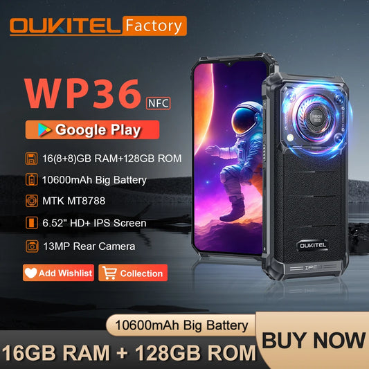 Oukitel WP36 Rugged 16GB 128GB 10600mAh 6.52" HD+