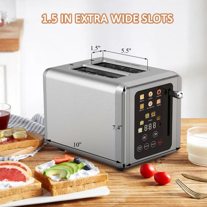 GOOVI EU Stainless Steel Two Slice Toaster Touch Screen