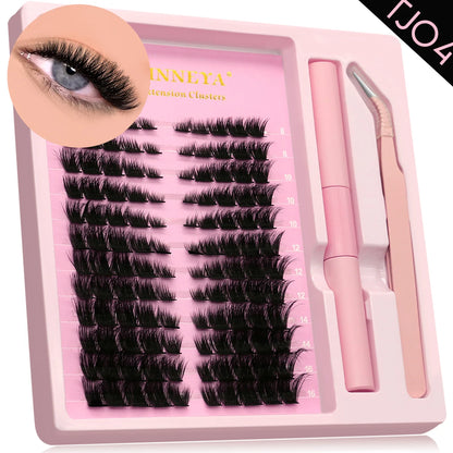 GROINNEYA Lash Clusters Kit With Waterproof Strong Hold DIY Lash Extension