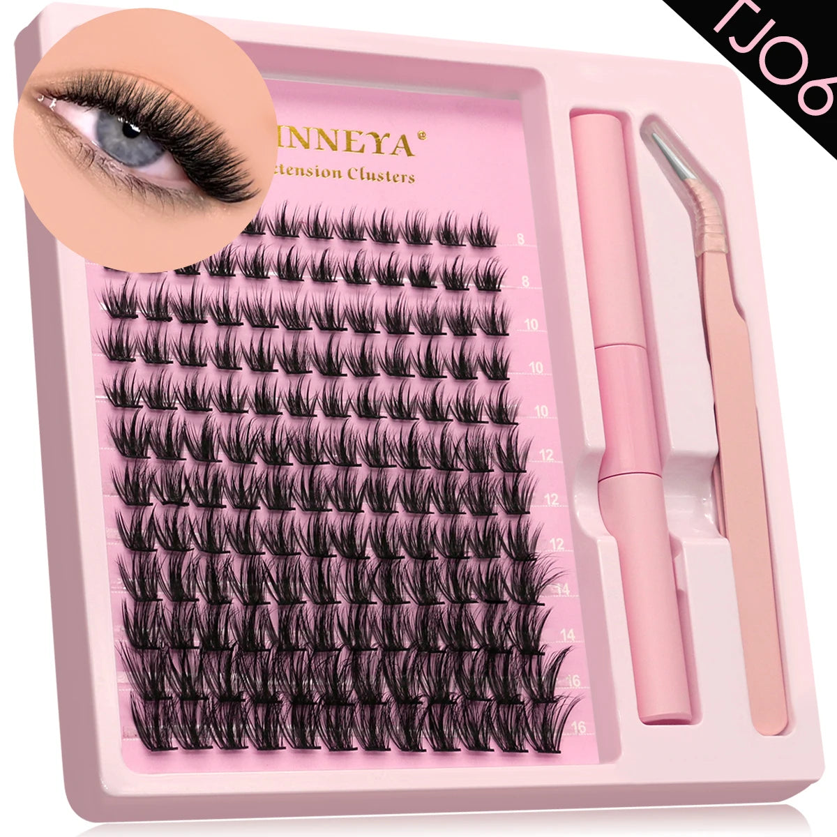 GROINNEYA Lash Clusters Kit With Waterproof Strong Hold DIY Lash Extension