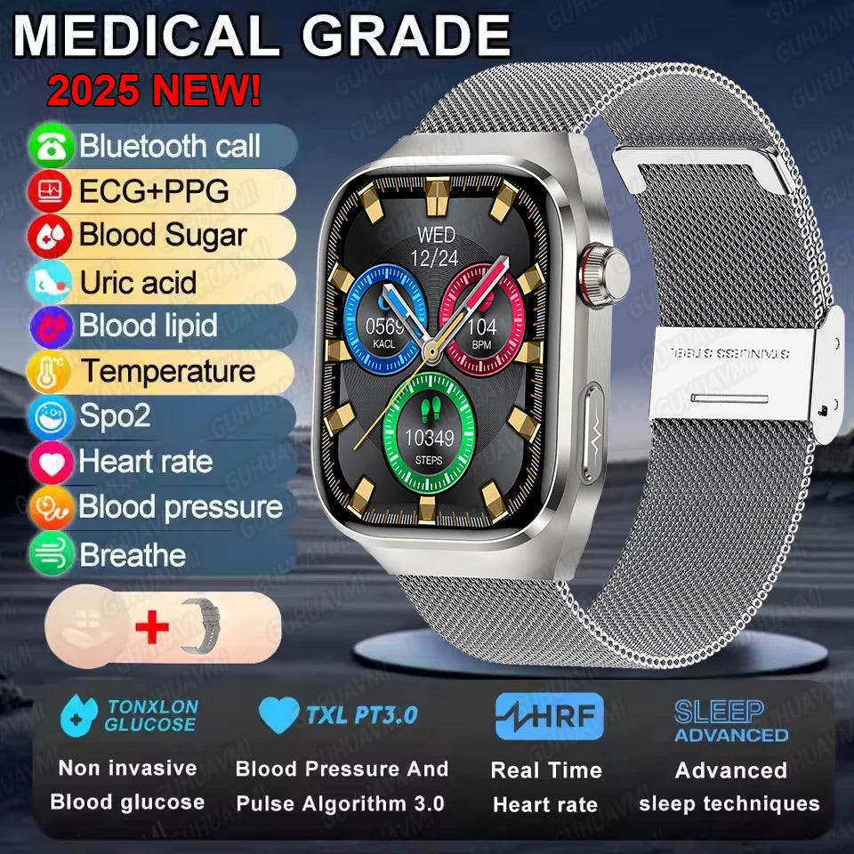 2025 New Blood Glucose ECG Medical Grade Smart Watches