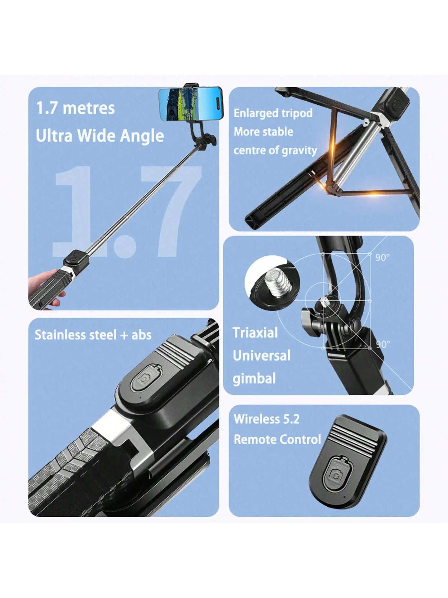 170 Cm Selfie Stick Tripod Retractable With Wireless