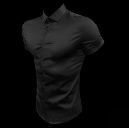 Summer Fashion Super Slim Fit Short Sleeve Shirts Men Classic