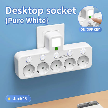 EU Plug Outlet 4 Sockets Multitap Wall Power Strip