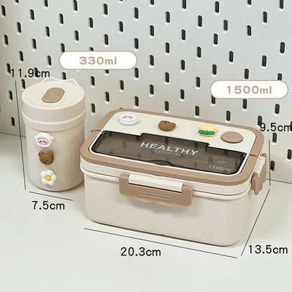 Simple Cute Portable Lunch Box With Compartment For Kids