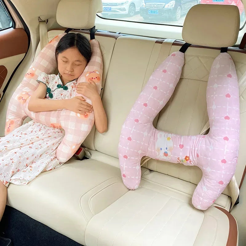 2-Pack Adorable Ultra-Soft Car Seat Pillows with Secure Belt