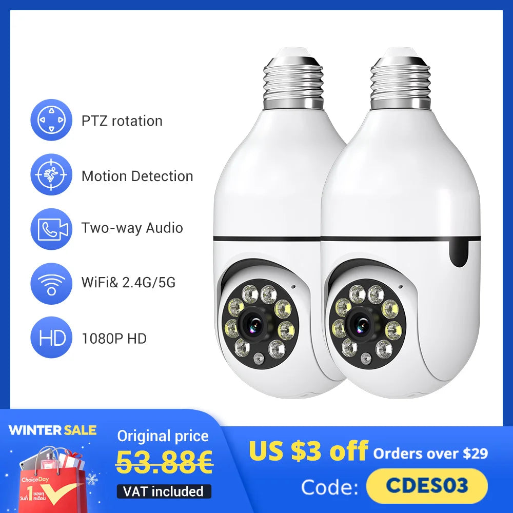 2Pc Ease Life APP-Light Bulb Security Cameras