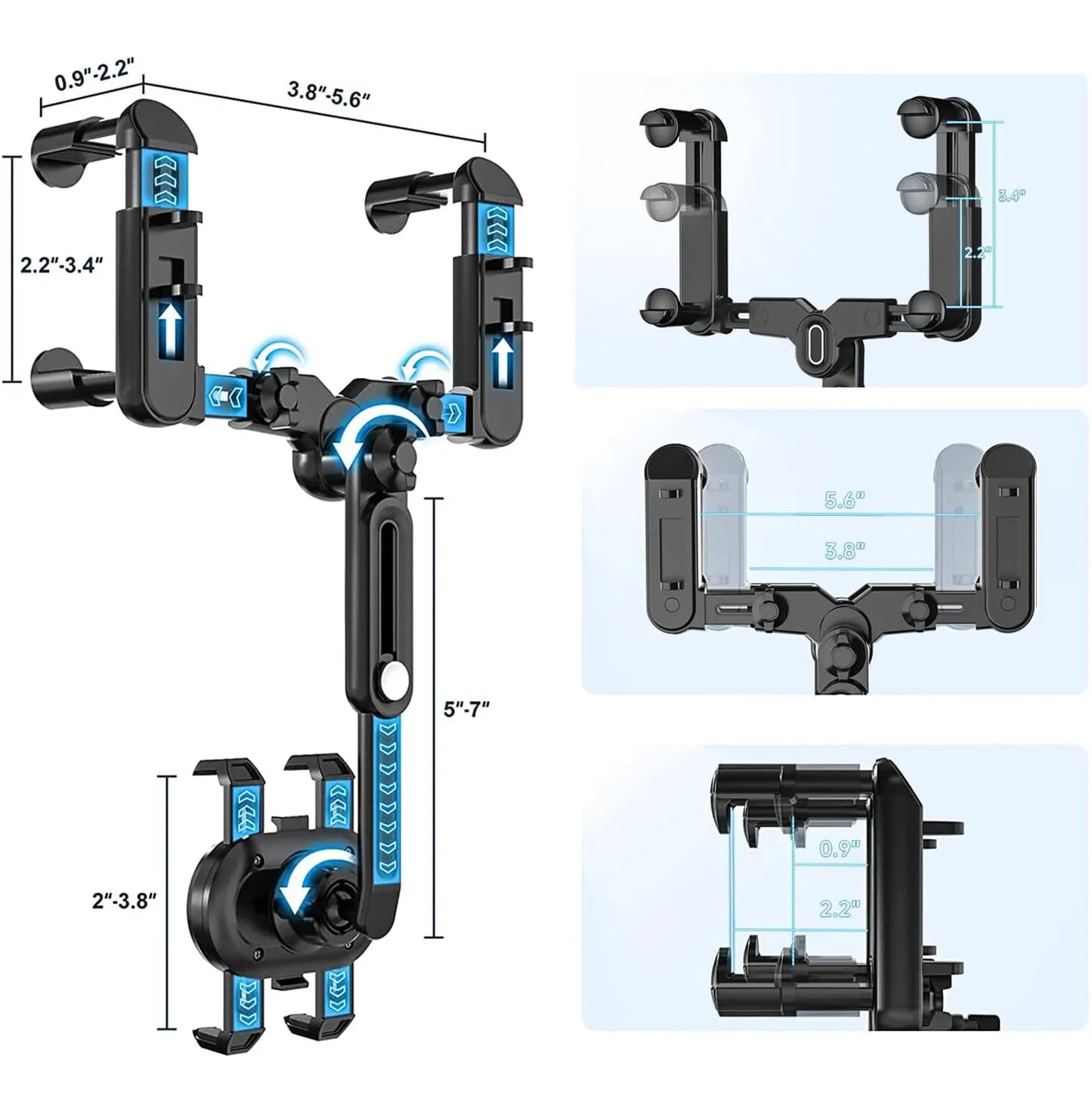 Large Rearview Mirror Phone Holder