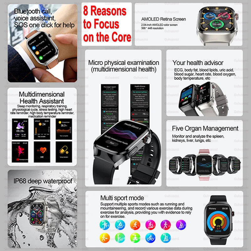 2024 New Uric Acid Blood Fat Smartwatch