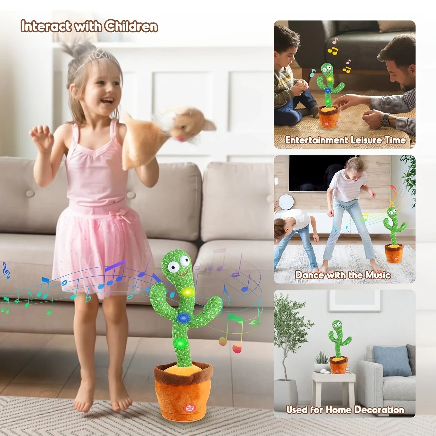 Dancing Cactus Repeat Talking Toy Electronic Plush Toys