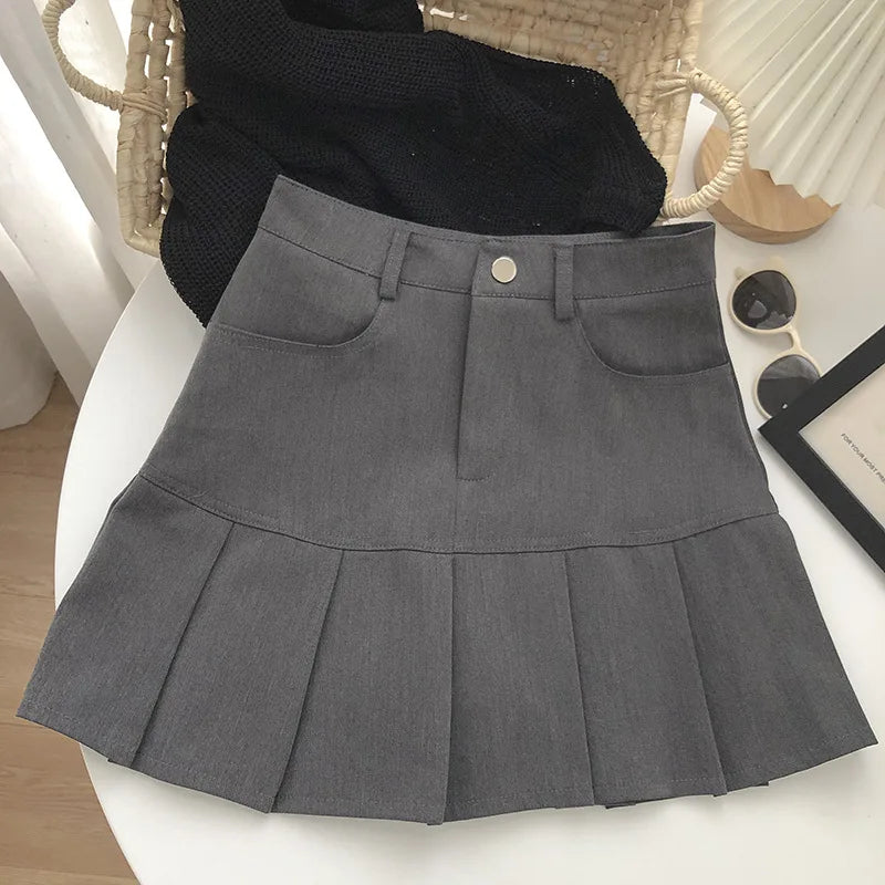 Y2K Vintage High Waist Pleated Skirt Women