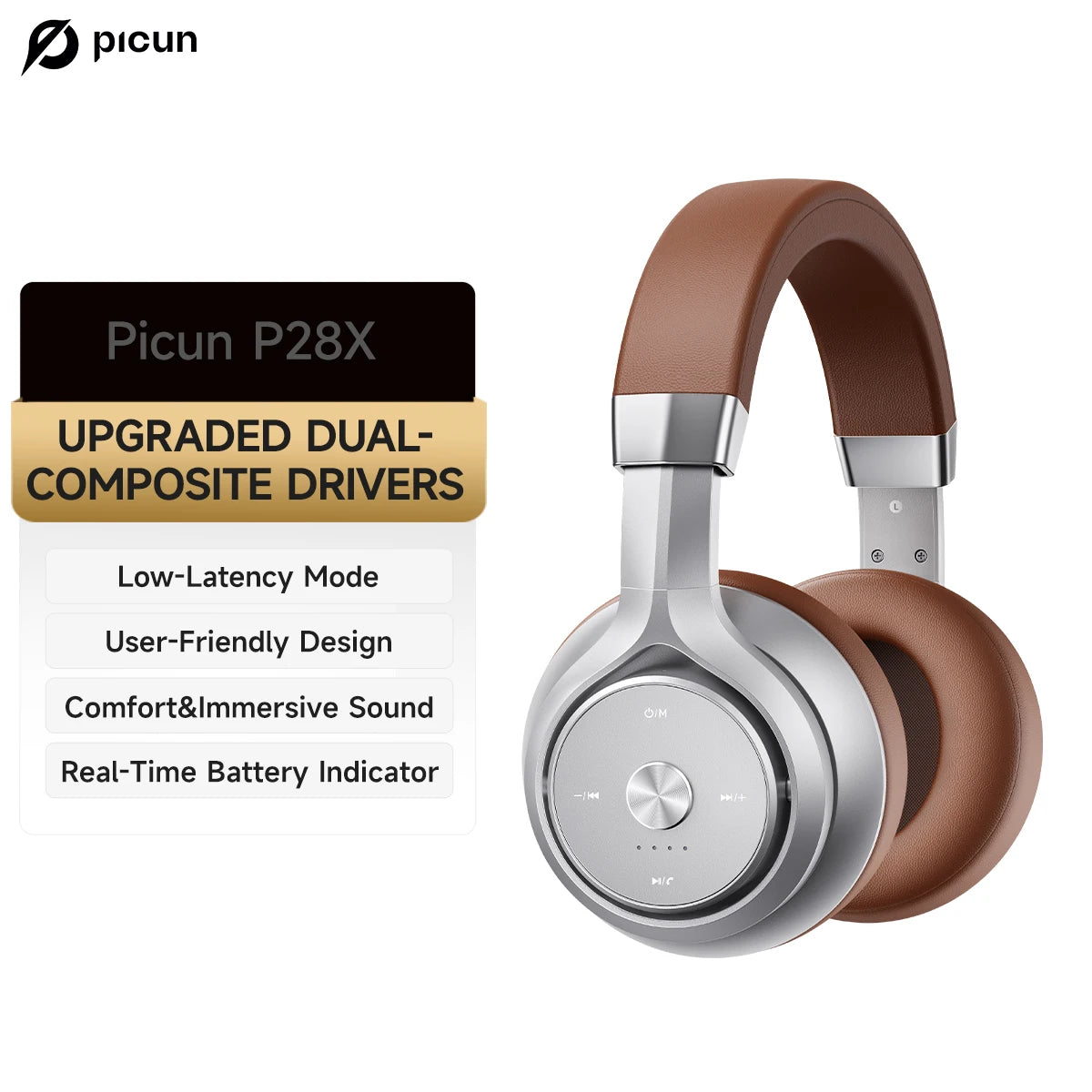 Picun P28X Wireless Headphones Bluetooth 5.3