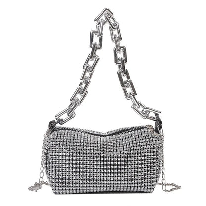 Allover Rhinestone Bucket Bag, Women's Mini Crossbody Bag (6.3*3.54) Inch