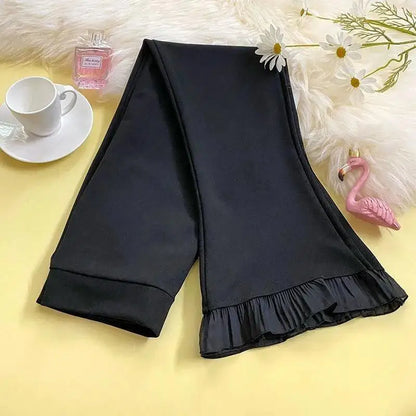 Chic Spliced Lace Wide Leg Pants Women Fashion Solid